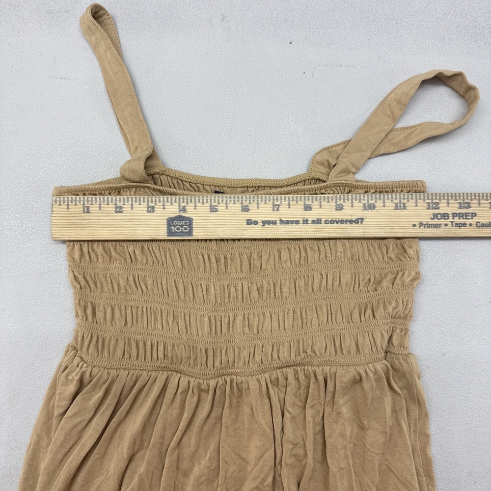 American Eagle Smocked Babydoll Tank Womens XS Tan Boho Coastal Cowgirl Top - Picture 7 of 8